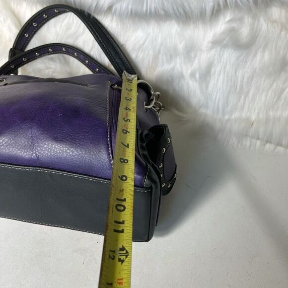 Purple and multi color Owl art and embroidery work  shoulder bag. - Picture 6 of 14